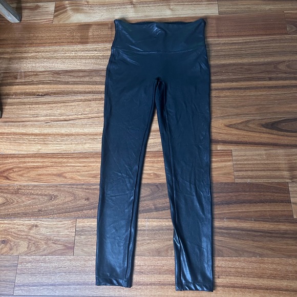 SPANX Pants - Spanx metalic black Leggings High Waisted Tummy Control Black M